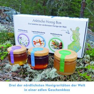 Preview: Arktische Honig-Box mit 3 Sorten + Honiglöffel in Geschenkpackung